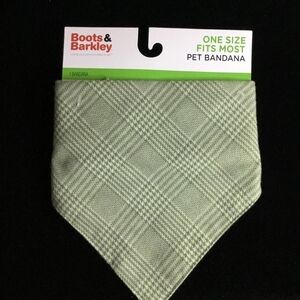 Green Plaid Dog Bandana One Size Fits Most